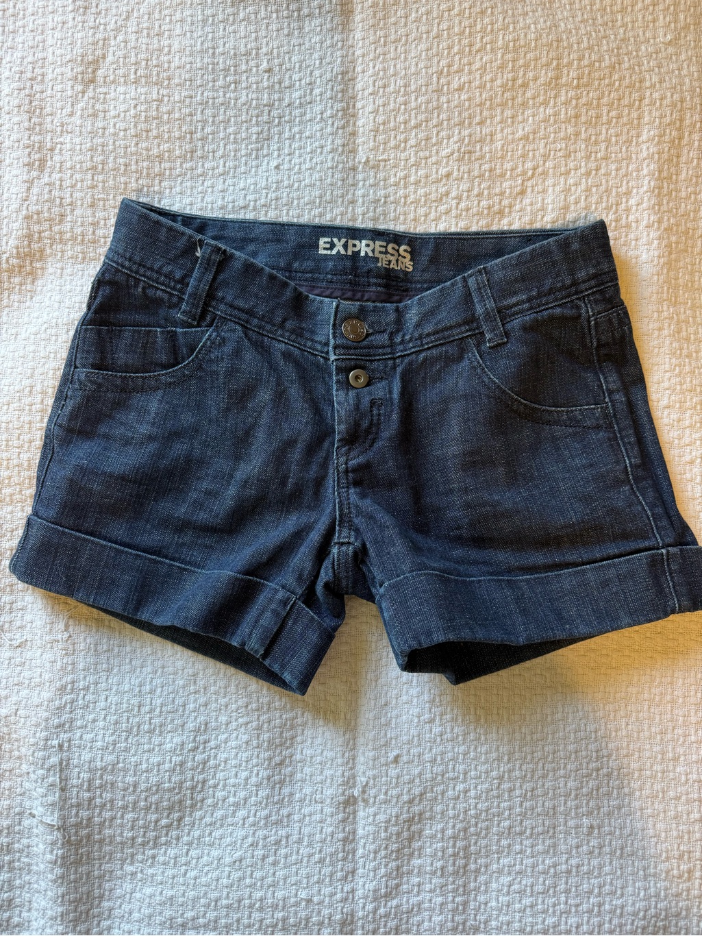 Express Dark Blue Denim Cuffed Women's Shorts